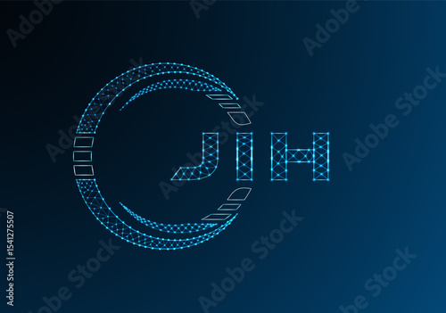 JIH low poly letter logo vector design. JIH lower poly logo design. Low poly logo.