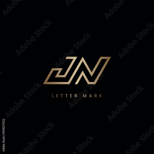 Modern Luxury JN NJ Monogram Logo Design, Elegant Lettermark Logo Template.