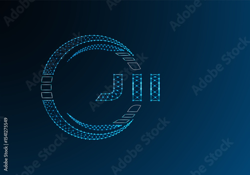 JII low poly letter logo vector design. JII lower poly logo design. Low poly logo.