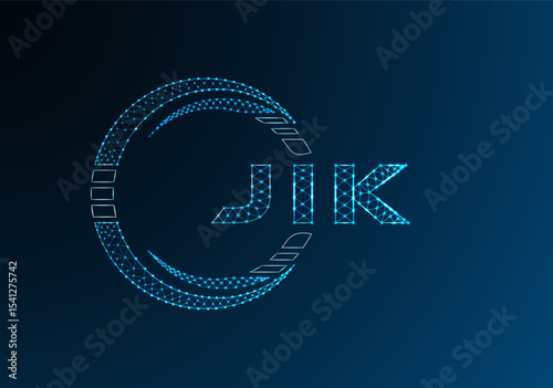 JIK low poly letter logo vector design. JIK lower poly logo design. Low poly logo.