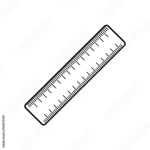 Simple black and white ruler icon illustration