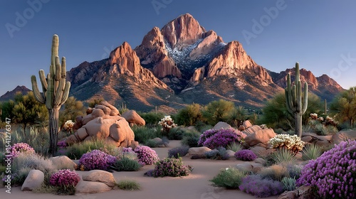 Sunset light on arizona rocky landscape high resolution photo