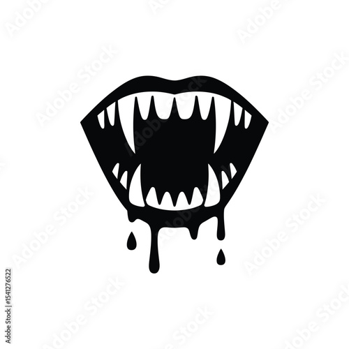 Bloody vampire fangs halloween icon graphic