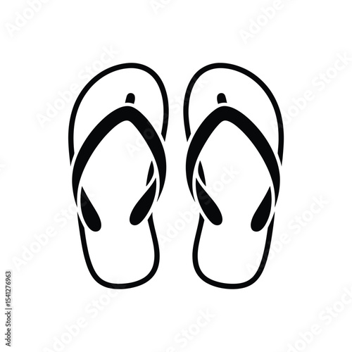 Simple black flip flops icon illustration