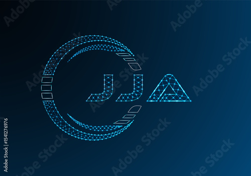 JJA low poly letter logo vector design. JJA lower poly logo design. Low poly logo.