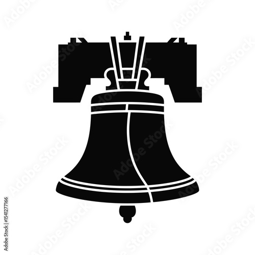 Liberty bell icon black and white silhouette