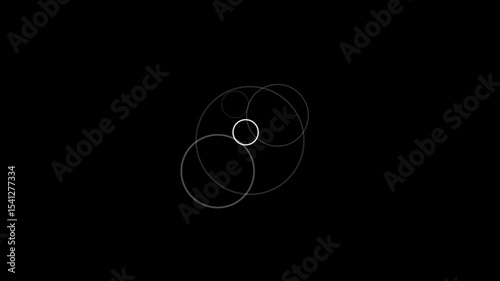 Circle Burst fireworks animation with white ring is playing waves and glittering rings burst. Black Screen background. fireworks, circle, ring, blast, effect, burst, lightning, magic, geometry, title.
