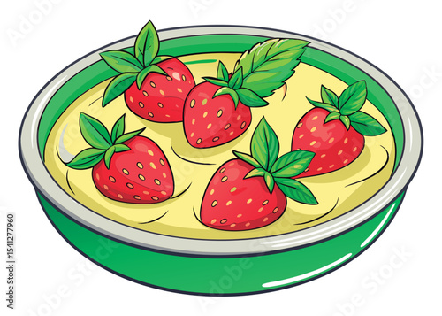 Fresh strawberries in a yellow custard bowl.