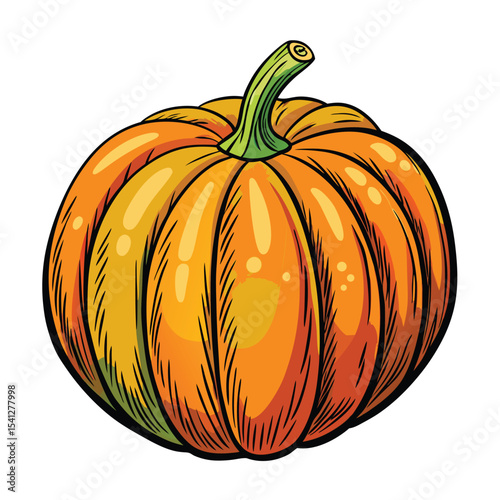Hand drawn colored pumpkin doodle sketch design