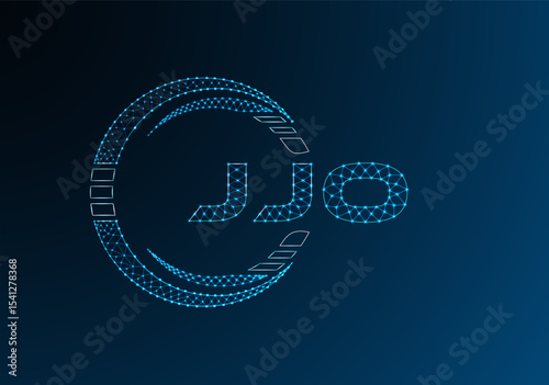 JJO low poly letter logo vector design. JJO lower poly logo design. Low poly logo.