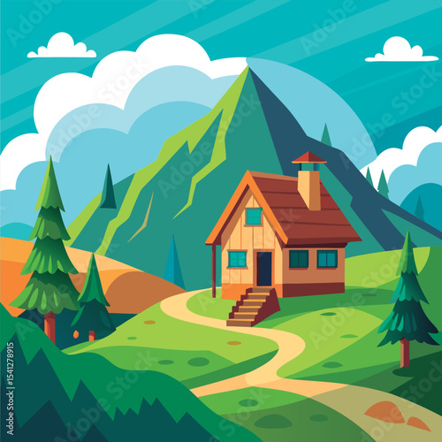 Charming mountain cabin nestled in the valley.