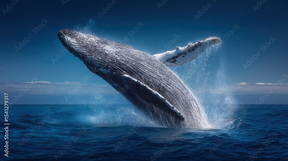 Fototapeta premium Humpback Whale Breaching in the Ocean
