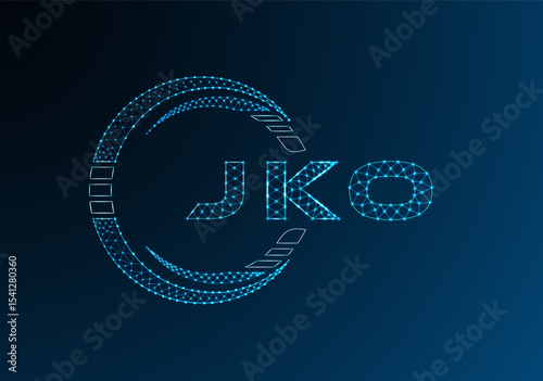JKO low poly letter logo vector design. JKO lower poly logo design. Low poly logo.