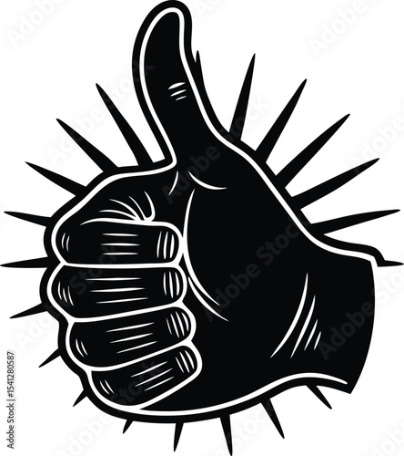 Minimalist line art thumbs up gesture silhouette