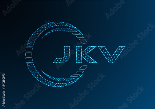 JKV low poly letter logo vector design. JKV lower poly logo design. Low poly logo.
