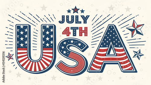 Usa july fourth patriotic american independence day celebration holiday vector illustration graphic design