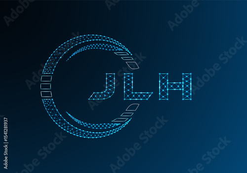 JLH low poly letter logo vector design. JLH lower poly logo design. Low poly logo.