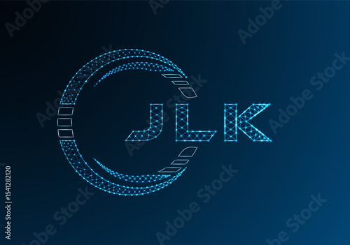 JLK low poly letter logo vector design. JLK lower poly logo design. Low poly logo.