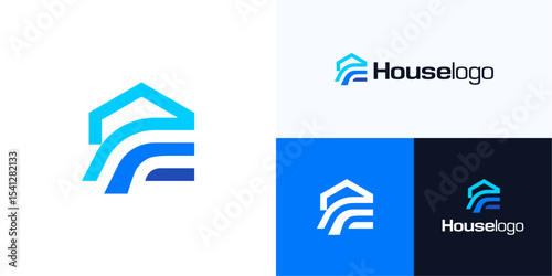 Creative letter P or E home logo icon design vector, Initial PE, PF, EP house symbol for real estate, architecture, property, building construction, residential, interior furniture, brand identity