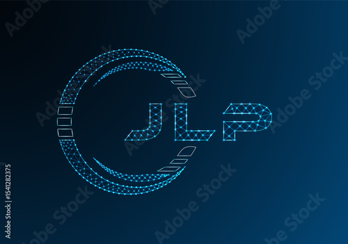 JLP low poly letter logo vector design. JLP lower poly logo design. Low poly logo.
