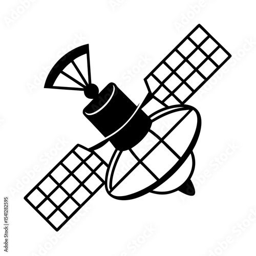 Satellite icon black and white illustration