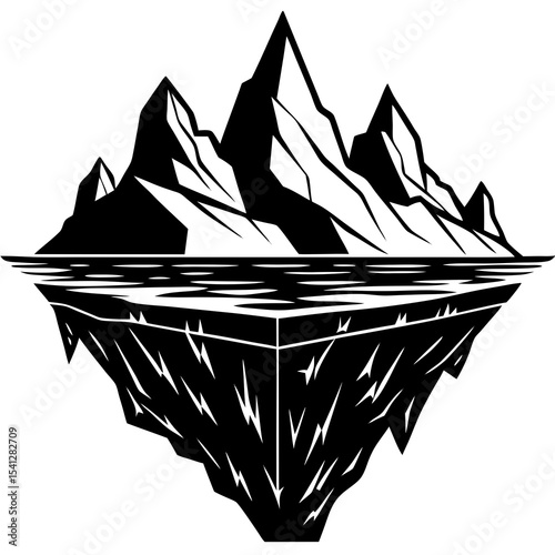 Black and white iceberg illustration graphic