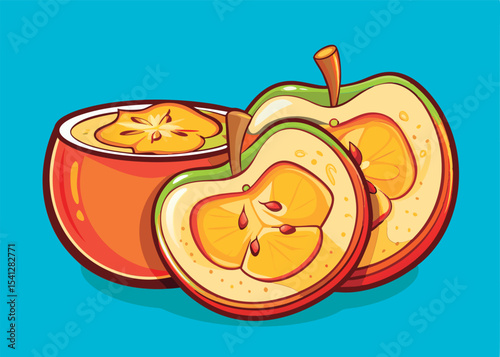 Colorful apple slices in a bowl.