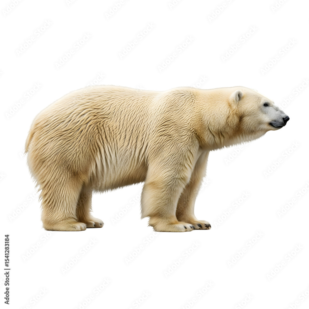 Fototapeta premium Profile view of a majestic adult polar bear on black background