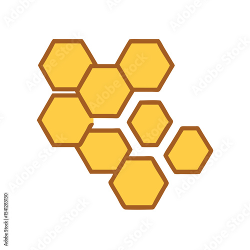 Honeycomb hexagon cluster vector in yellow and brown