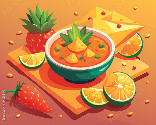 Delicious Thai Curry Soup with Fresh Fruit