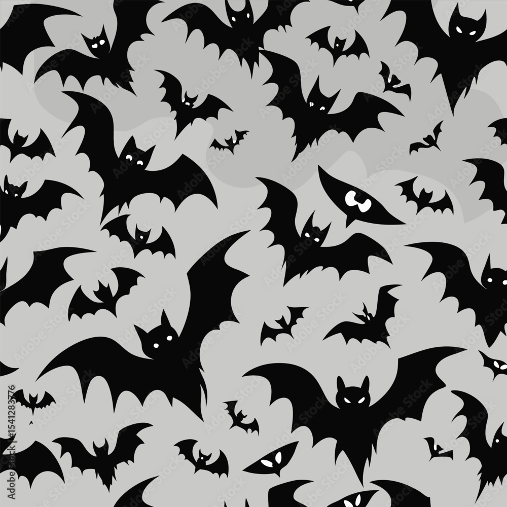 Fototapeta premium Monochrome Halloween Seamless Pattern Design