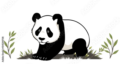 cute panda, cartoon panda, giant panda, animal vector, black and white bear, bamboo eater, wildlife, zoo animal, endangered species, funny panda, baby panda, smiling panda, adorable animal, nature, pa