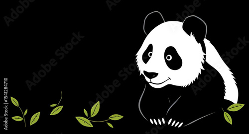 Panda, panda bear, cute panda, cartoon panda, giant panda, animal vector, black and white bear, bamboo eater, wildlife, zoo animal, endangered species, funny panda, baby panda, smiling panda, adorable