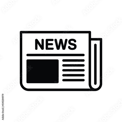 Newspaper icon black and white news report