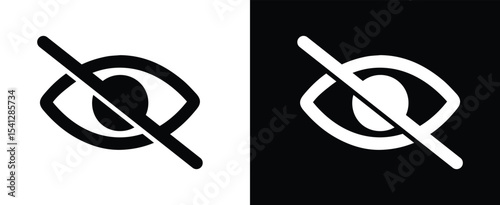 Set of  Hidden eye, sensitive content icon. Invisible, hide, private sign symbol , vector illustration. 