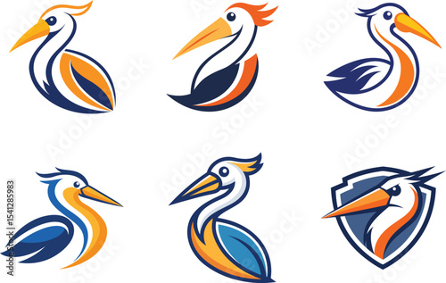 Stylish Pelican Logo Designs Perfect for Branding Bird Wildlife Nature Corporate Identity
