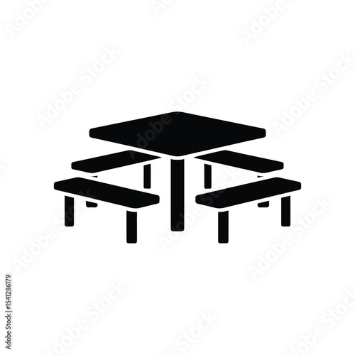 Picnic table icon black silhouette illustration
