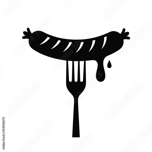 Grilled sausage on fork dripping juices icon