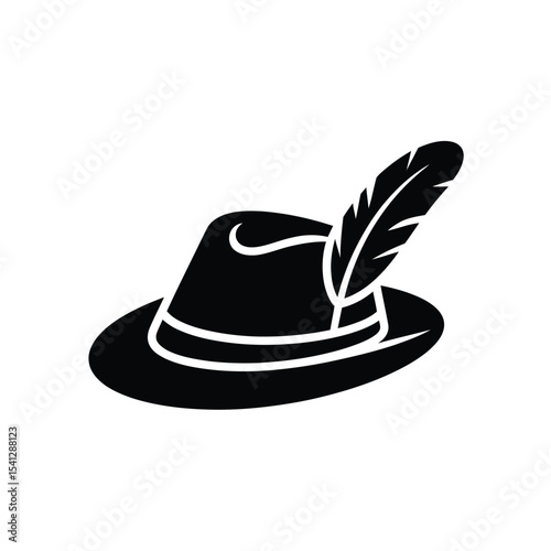 Traditional bavarian hat with feather icon