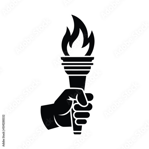 Hand holding a burning torch icon