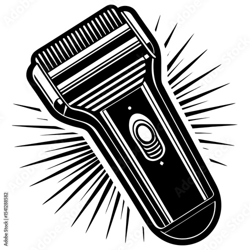 Electric razor illustration black and white