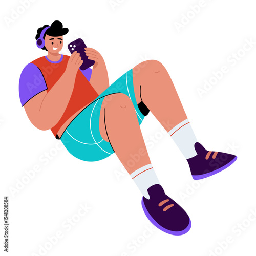 A flat style illustration showing a person using phone