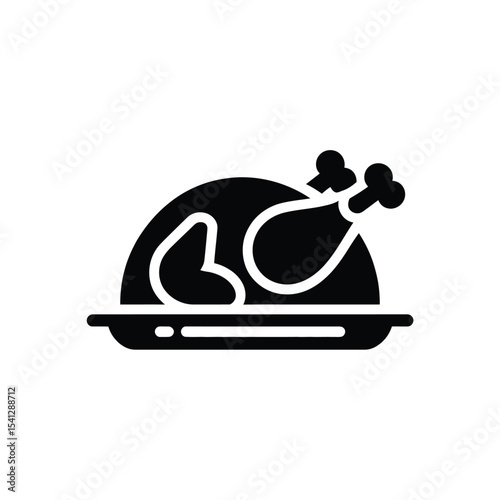 Roasted chicken on serving platter icon