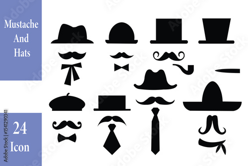 Mustache And Hats, Vector Set Icon Set
    