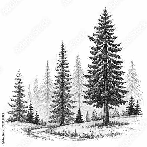 winter forest vector