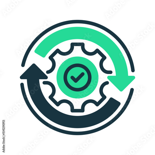Operations Management Line Icon, Outline Symbol for Business Processes, Workflow Optimization, Corporate Efficiency, and Organizational Strategy. Vector Sign Icon