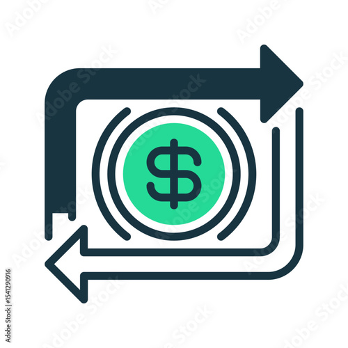 Cash Flow Line Icon, Outline Symbol for Financial Management, Business Transactions, Revenue Tracking, Expense Control, and Accounting Strategy. Vector Sign Icon