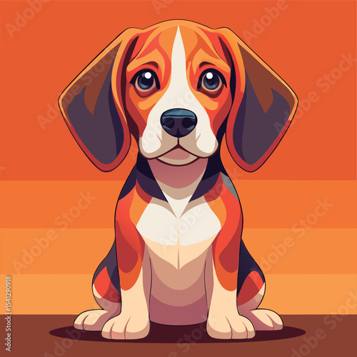 Vector illustration of a Adorable Beagle Puppy Sitting.
