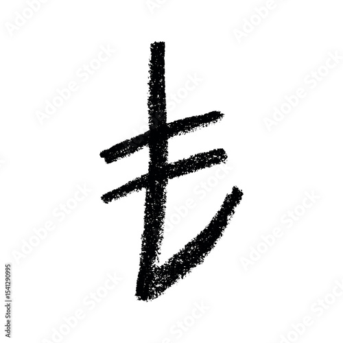 Hand drawn turkish lira currency symbol. Brush stroke doodle. Single element for design