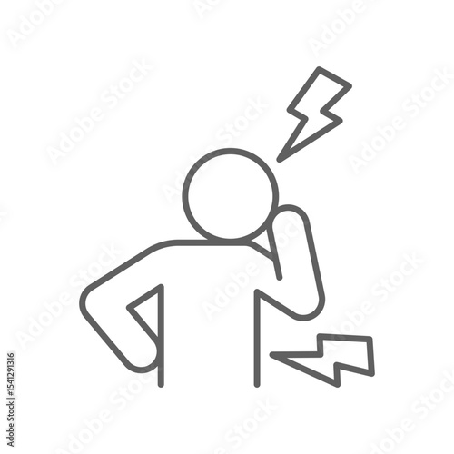 Body ache icon Editable outline symbol representing stress fatigue pain in head and back due to remote work overload